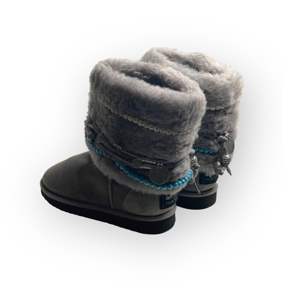 Rare: Tylie Malibu ❃ Gypsy Turquoise Bead Wrap Shearling Ankle Boot ❃ 6.5 7M - Picture 5 of 16